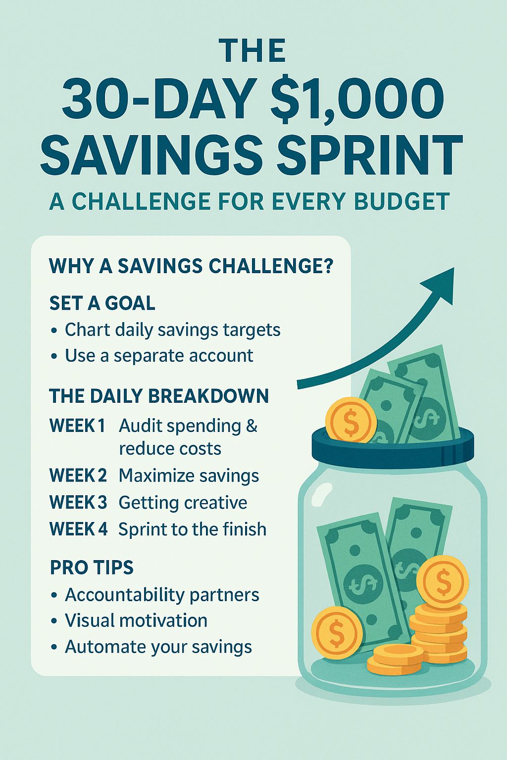 The 30-Day $1,000 Savings Sprint: A Challenge for Every Budget